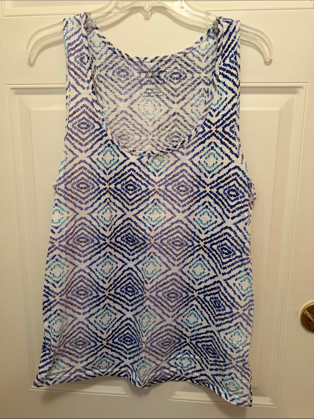 American Eagle Blue and Green Patterned Boyfriend Tank.  XL